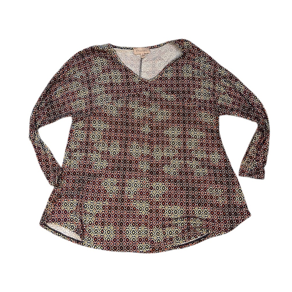 Philosophy Multicolor Geometric Long Sleeve Top